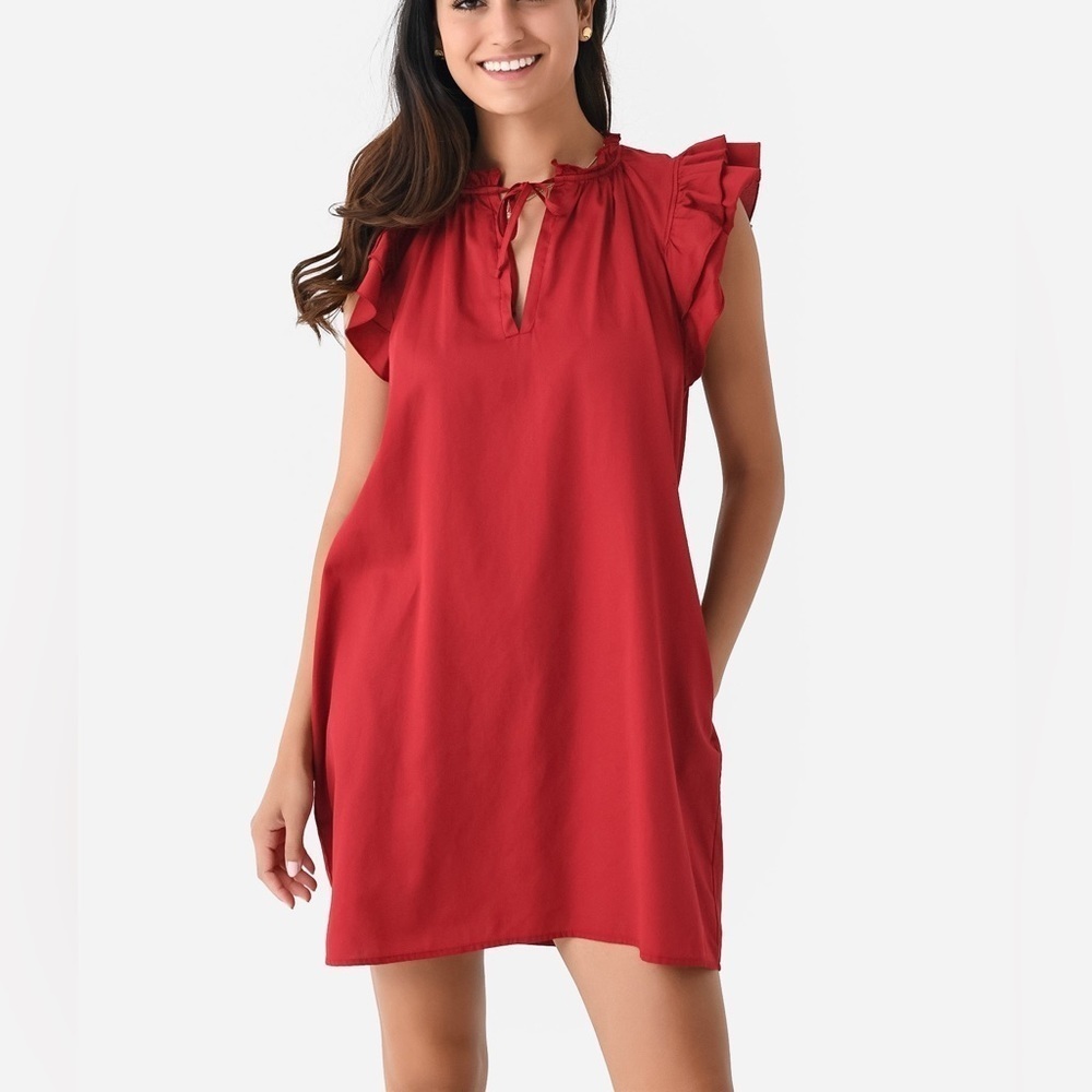 STARK‎ X Dreamy Flutter Ruffle Sleeve Mini Dress Crimson
